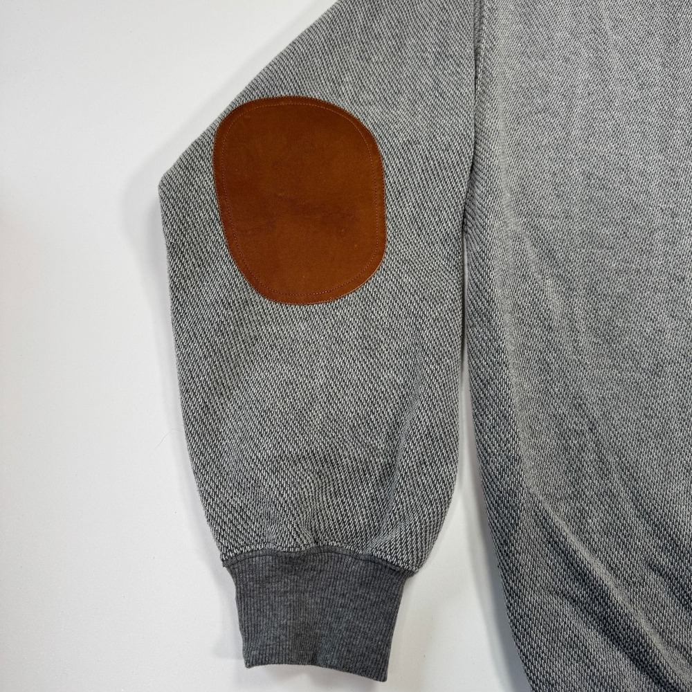 Vintage Orvis Elbow Patch Pullover Sweater Mens L Gray Herringbone Cotton Knit - Picture 7 of 13